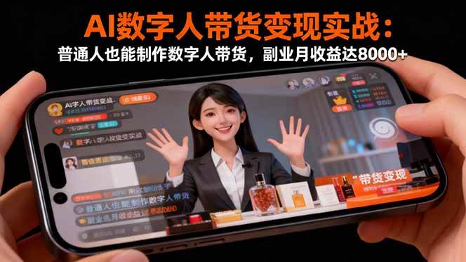 (16377期)AI数字人带货变现实战:普通人也能制作数字人带货,副业月收益达8000+-梦帆创业网