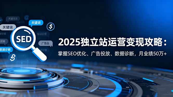 （16371期）2025独立站运营变现攻略：掌握SEO优化、广告投放、数据诊断，月业绩50万+-梦帆创业网