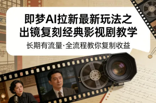 即梦AI拉新最新玩法之出镜复刻经典影视剧教学，长期有流量，全流程教你复制收益-梦帆创业网