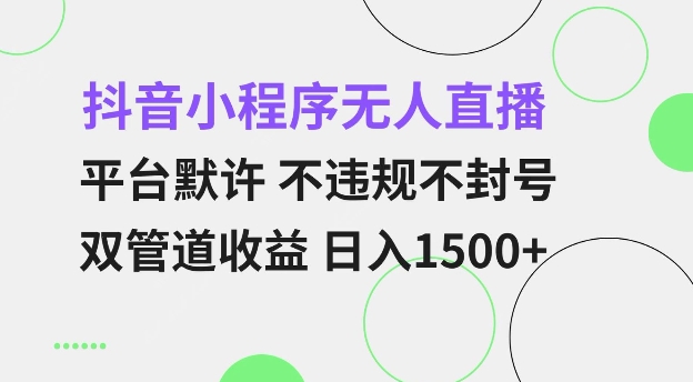 抖音小程序无人直播 平台默许 不违规不封号 双管道收益 日入多张 小白也能轻松操作【揭秘】-梦帆创业网
