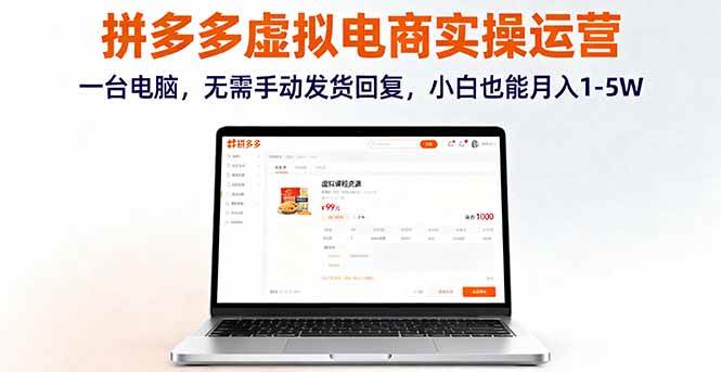 （16138期）拼多多虚拟电商实操运营，一台电脑，无需手动发货回复，小白也能月入1-5W-梦帆创业网