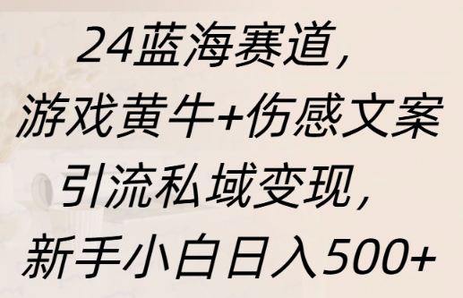蓝海赛道，游戏黄牛+伤感文案引流私域变现，新手小白日入多张-梦帆创业网