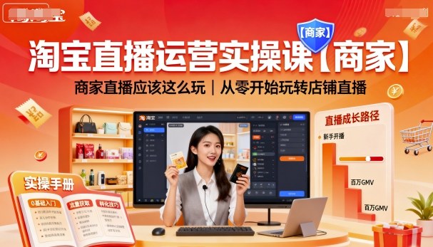 淘宝直播运营实操课【商家】，商家直播应该这么玩，从零开始玩转店铺直播-梦帆创业网