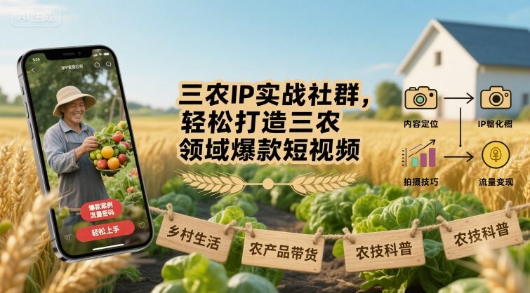 三农IP实战社群，轻松打造三农领域爆款短视频-梦帆创业网