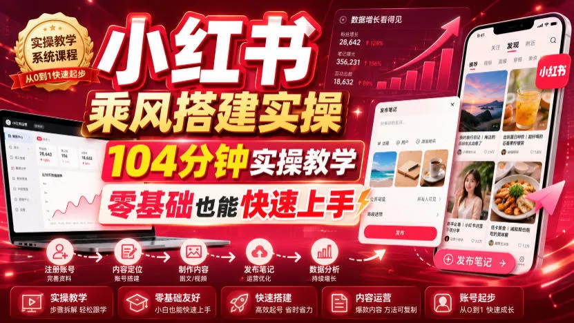 小红书乘风搭建实操，104分钟实操教学，零基础也能快速上手-梦帆创业网