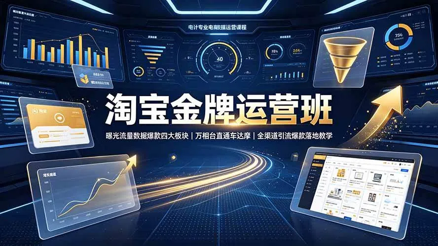 （19434期）淘宝金牌运营班-7月：曝光流量数据爆款四大板块｜万相台直通车达摩｜全渠道引流爆款落地教学-梦帆创业网