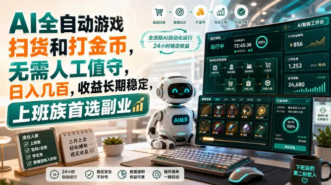 AI全自动游戏皮肤扫货和打金币,日入几百,内部方法大揭秘,0门槛! AI全自动游戏皮肤扫货和打金币,日入几百,内部方法大揭秘,0门槛!