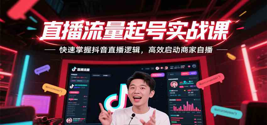 直播流量起号实战课，快速掌握抖音直播逻辑，高效启动商家自播-梦帆创业网