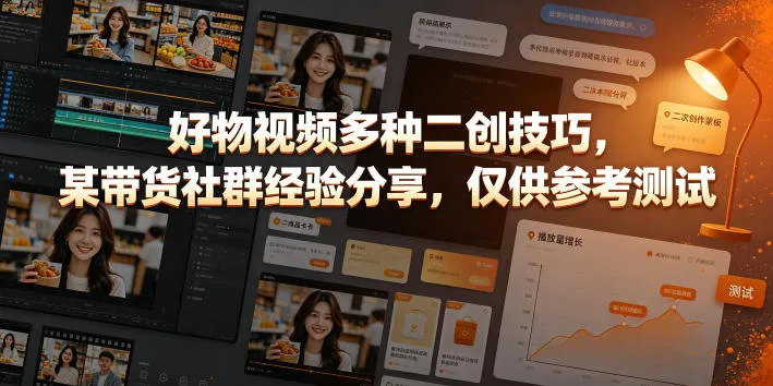 好物视频多种二创技巧，某带货社群经验分享，仅供参考测试-梦帆创业网