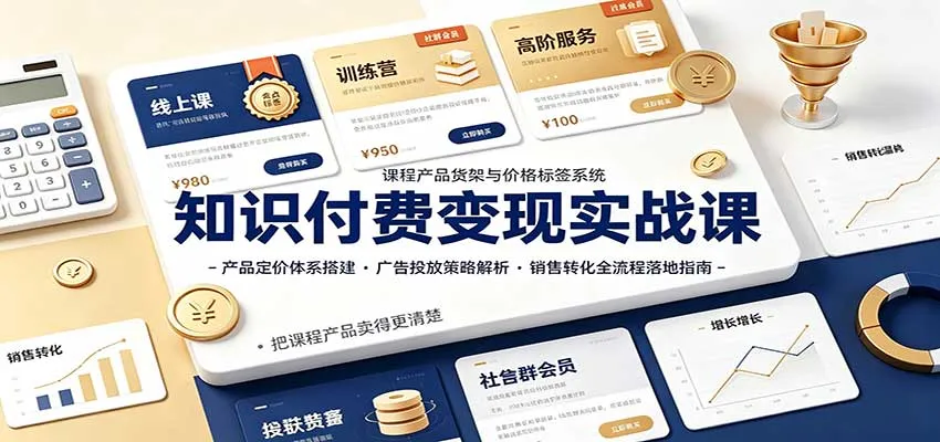 知识付费变现实战课:产品定价体系搭建,广告投放,销售转化全流程落地指南 知识付费变现实战课:产品定价体系搭建,广告投放,销售转化全流程落地指南