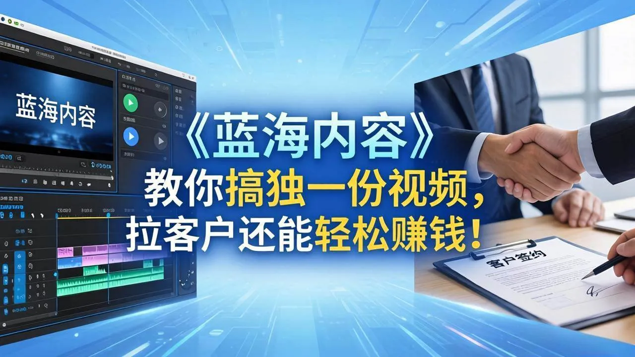 （18301期）做视频卷不动了？《蓝海内容》教你搞独一份视频，拉客户还能轻松赚钱！-梦帆创业网