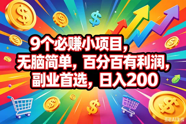 （18623期）9个必赚钱的小项目，百分百会赚米，无脑简单，副业首选，日入200+-梦帆创业网