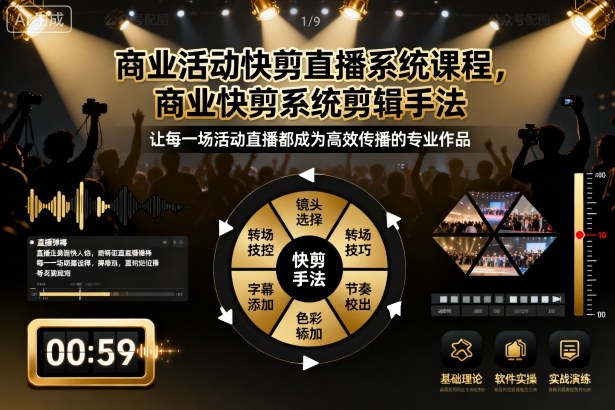 商业活动快剪直播系统课程，商业快剪系统剪辑手法-梦帆创业网