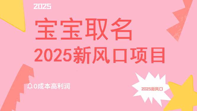 2025新风口项目宝宝取名，0成本高利润，附保姆级教程，月入过万不是梦-梦帆创业网