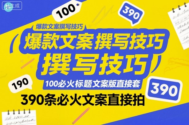 爆款文案撰写技巧，100个必火标题文案模版直接套，390条必火文案直接拍-梦帆创业网