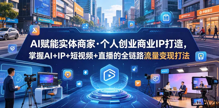 AI赋能实体商家·个人创业商业IP打造，掌握AI+IP+短视频+直播的全链路流量变现打法-梦帆创业网