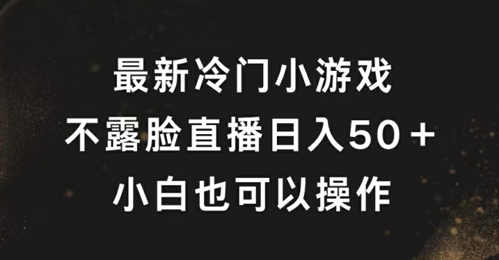 最新冷门游戏不露脸直播，轻松日入50+，小白也可操作-梦帆创业网