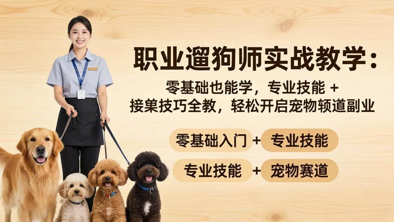 （18115期）职业遛狗师实战教学：零基础也能学，专业技能 + 接单技巧全教，轻松开启宠物赛道副业-梦帆创业网
