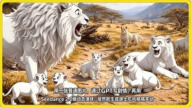 （18137期）用一张普通图片，通过GPT写剧情，再用Seedance 2.0做动态演绎，居然能生成迪士尼风格搞笑动画-梦帆创业网