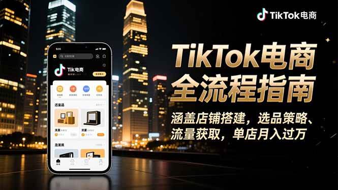 （16524期）TikTok电商全流程指南，涵盖店铺搭建、选品策略、流量获取，单店月入过万-梦帆创业网