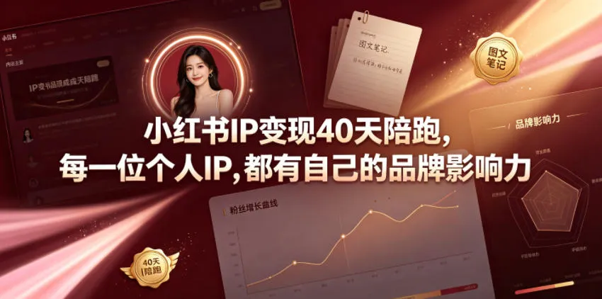 小红书IP变现40天陪跑，每一位个人IP，都有自己的品牌影响力-梦帆创业网