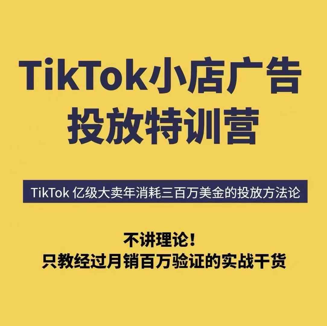TikTok小店广告投放特训营，6天破局计划专治各种“投不动”，教你经过月销百万验证的实战干货-梦帆创业网