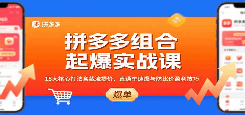 拼多多组合起爆实战课：15大核心打法含截流提价、直通车速爆与防比价盈利技巧-梦帆创业网