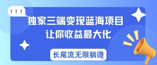 独家三端变现蓝海项目，让你收益最大化，长尾流无限躺挣-梦帆创业网