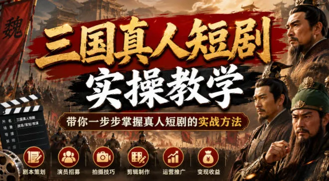 三国真人短剧实操教学，带你一步步掌握真人短剧的实战方法-梦帆创业网
