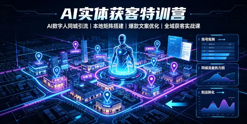 AI实体获客特训营｜AI数字人同城引流、本地矩阵搭建、爆款文案优化全域获客实战课-梦帆创业网