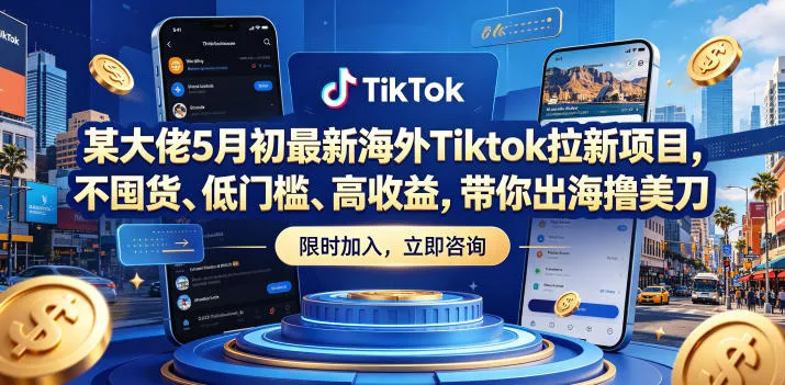 某大佬5月初最新海外Tiktok拉新项目，不囤货、低门槛、高收益，带你出海撸美刀-梦帆创业网
