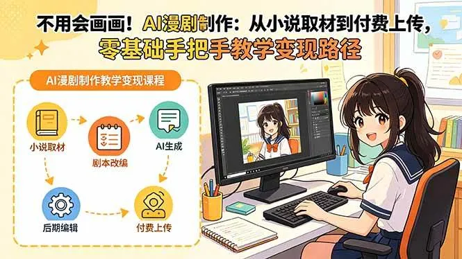 （19429期）不用会画画！AI漫剧制作：从小说取材到付费上传，零基础手把手教学变现路径（更新）-梦帆创业网