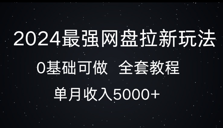 2024最强网盘拉新玩法，0基础可做，单月收入5000+-梦帆创业网