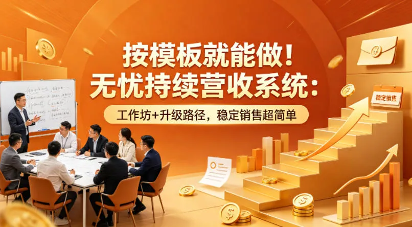 按模板就能做！无忧持续营收系统：工作坊+升级路径，稳定销售超简单【原创双语字幕】-梦帆创业网