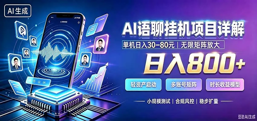 AI语聊挂机，日入800+，适用个人副业，工作室矩阵操作-梦帆创业网