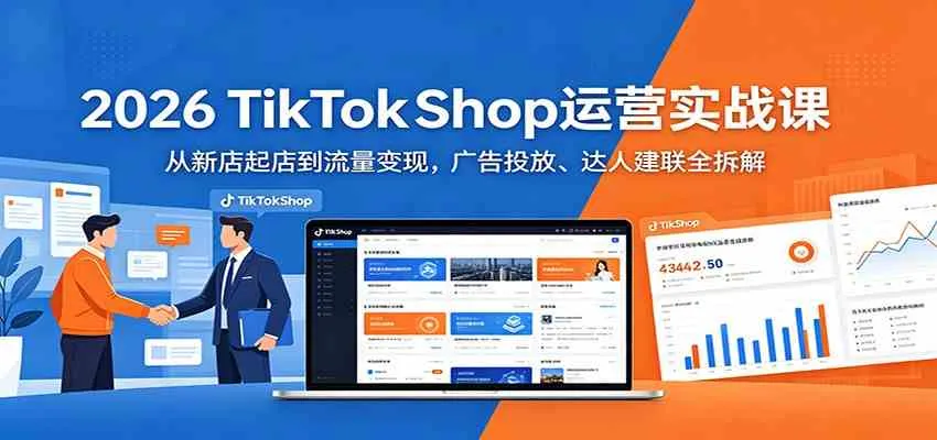 2026 TikTokShop运营实战课：从新店起店到流量变现，广告投放、达人建联全拆解-梦帆创业网