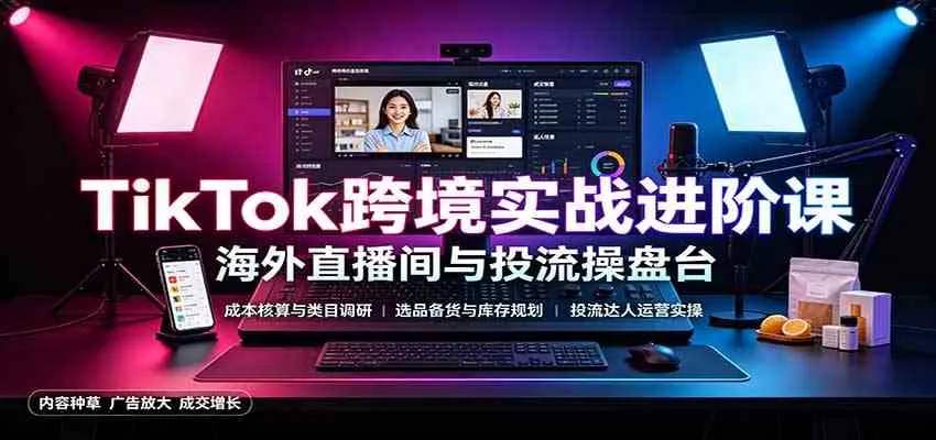 TikTok跨境实战进阶课：成本核算类目调研，选品备货，投流达人运营-梦帆创业网