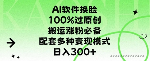 AI软件换L，100%过原创，搬运涨粉必备，配套多种变现模式，日入300+-梦帆创业网