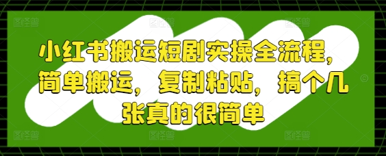 小红书搬运短剧实操全流程，简单搬运，复制粘贴，搞个几张真的很简单-梦帆创业网