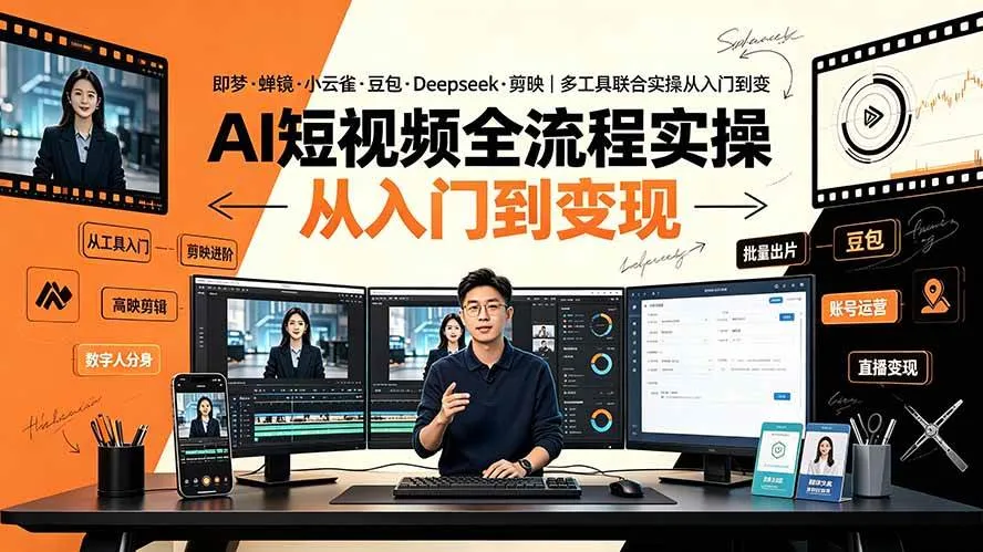 （19250期）AI短视频全流程实操：即梦·蝉镜·小云雀·豆包·Deepseek·剪映｜多工具联合实操从入门到变现-梦帆创业网
