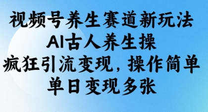 视频号养生赛道新玩法，AI古人养生操，疯狂引流变现，操作简单，单日变现多张-梦帆创业网