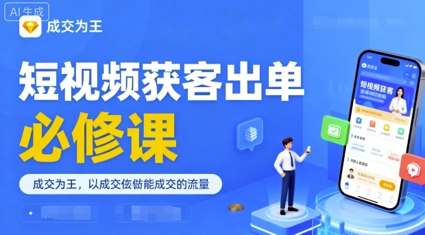 短视频获客出单必修课，成交为王，以成交为导向，直接做能成交的流量-梦帆创业网