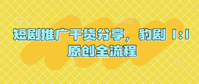 短剧推广干货分享，豹剧 1:1原创全流程-梦帆创业网