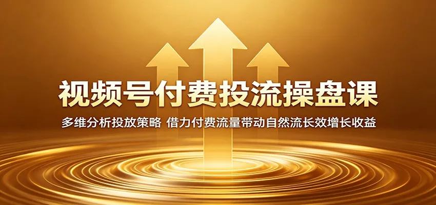视频号付费投流操盘课:多维分析投放策略,借力付费流量带动自然流长效增长收益 视频号付费投流操盘课:多维分析投放策略,借力付费流量带动自然流长效增长收益