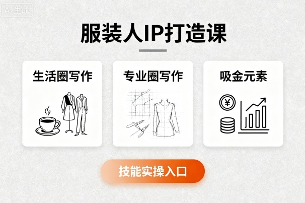 服装人IP打造课，文案创富+生活圈写作+专业圈写作+服装人专属+吸金元素+技能实操-梦帆创业网