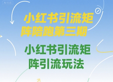 小红书引流矩阵陪跑第三期，小红书引流矩阵引流玩法-梦帆创业网
