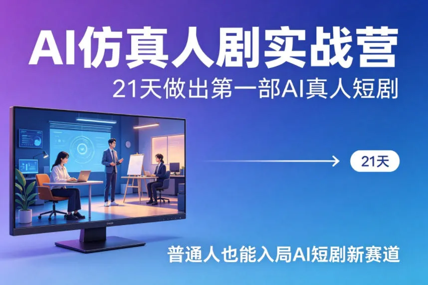 AI仿真人剧实战营，21天做出第一部AI真人短剧，普通人也能入局AI短剧新赛道（更新）-梦帆创业网