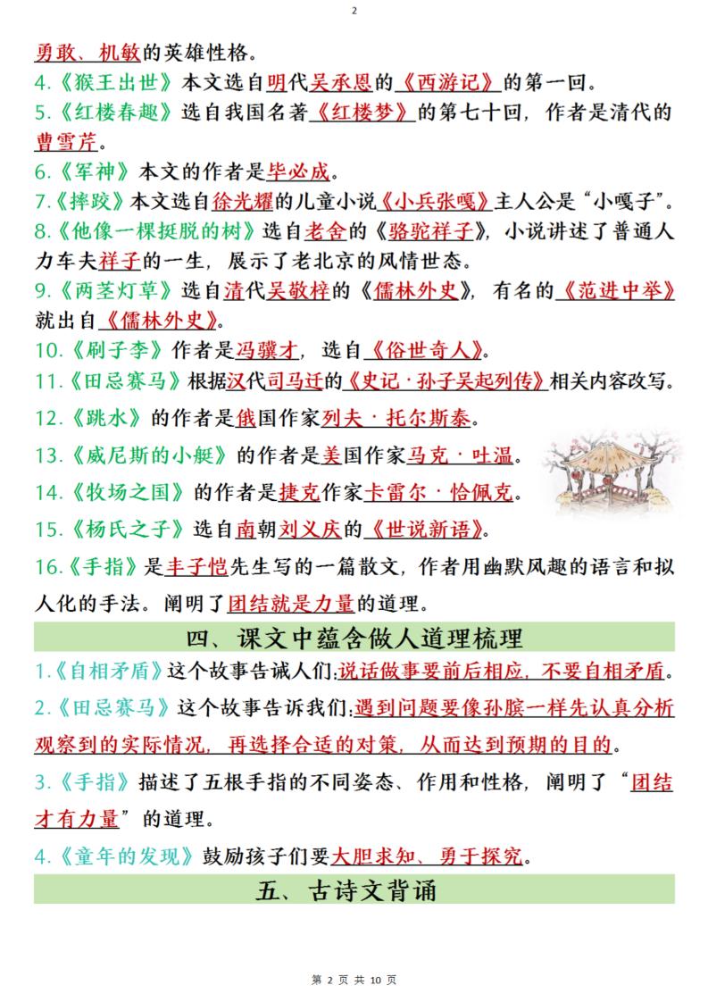 五下语文全册必背知识点-梦帆创业网