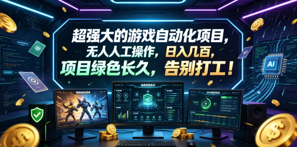 超强大的游戏自动化项目，无人人工操作，日入几百，项目绿色长久，告别打工！【揭秘】-梦帆创业网