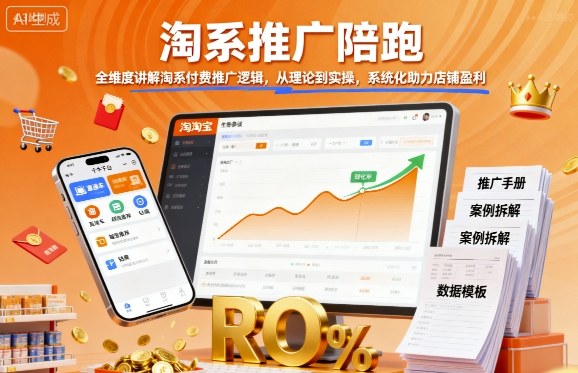 淘系推广陪跑，全维度讲解淘系付费推广逻辑，从理论到实操，系统化助力店铺盈利-梦帆创业网